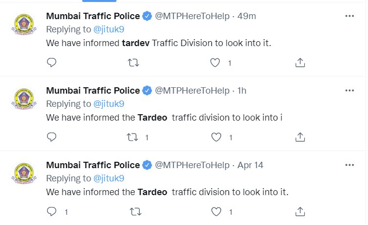 jituk9's tweet photo. @MTPHereToHelp FED UP with MTP 😖🤦♂️
Why r u giving same reply again & again for a particular complain, v r asking for ACTION #ECHALLAN
@sumrag @RoadsOfMumbai @AlertCitizen5 @thunderonroad @SaferRoadsSquad @mulund_info @AmitBhadricha https://t.co/JFRW4sngyW