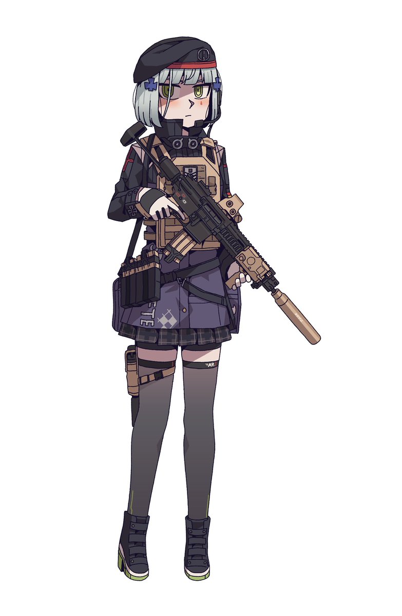 hk416 (girls' frontline) 1girl weapon gun h&k hk416 rifle solo assault rifle  illustration images