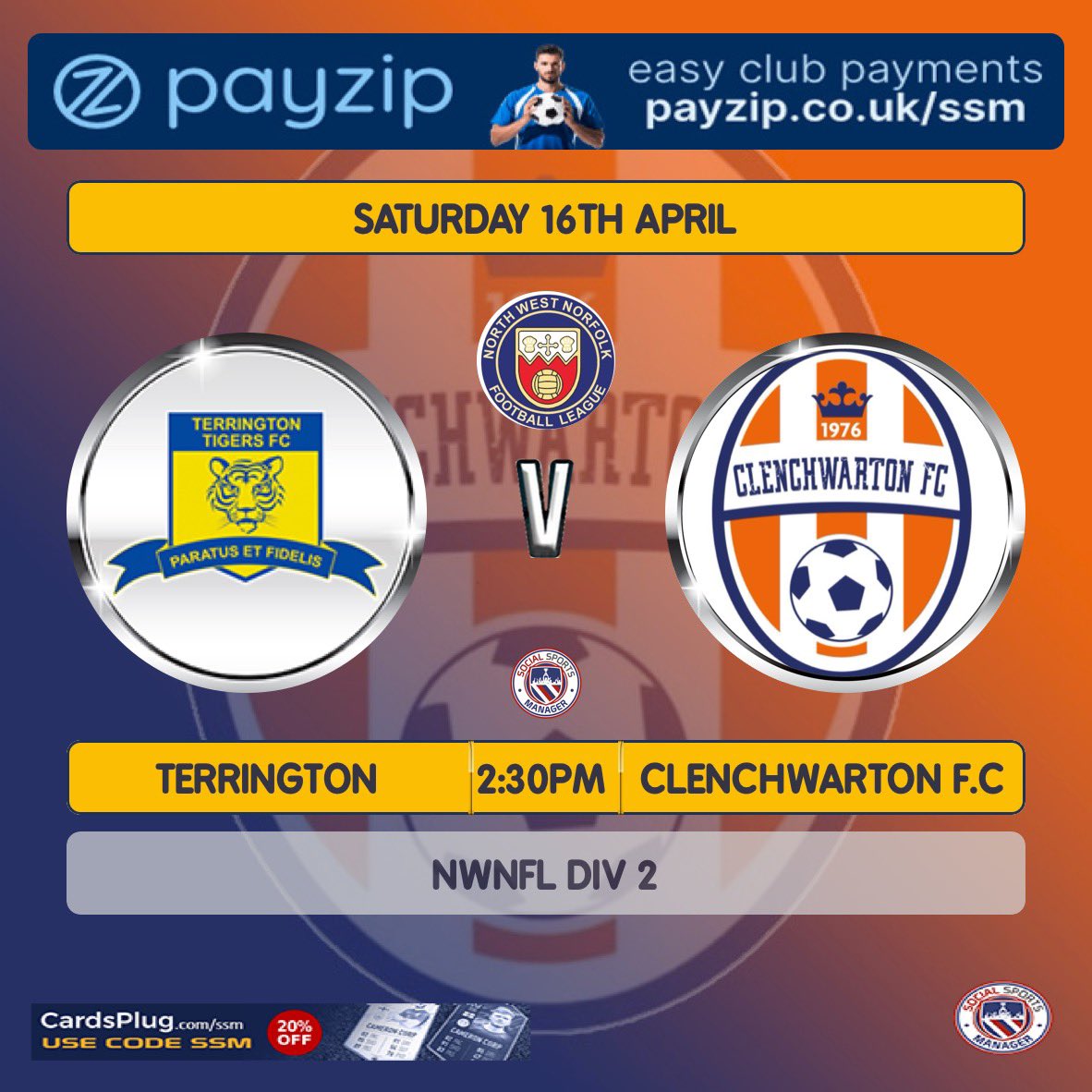 ClenchwartonFC's tweet photo. DERBY DAY!!!

The fixture we all look for when they got released is here. We make the trip to The Rec. Both teams battling for promotion, pride and bragging rights … this should be a cracker! 

🆚 Terrington 

🏆 NWNFL Div 2

📆 16th April 2022

⏰ 2:30pm

🏟 The Rec, Terrington https://t.co/dpHSwTAktu
