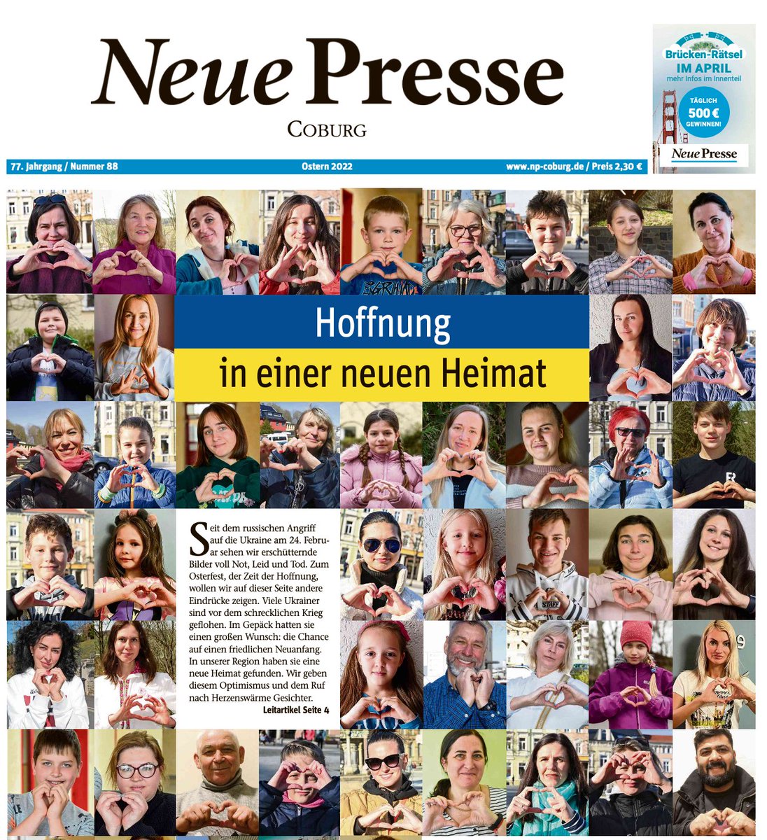 MarcelAuermann's tweet photo. Zum #Osterfest, das von #Glaube, #Liebe und #Hoffnung erzählt, sehen die #Titelseiten von @Frankenpost @NPCoburg @freieswort und @kurier_online besonders aus.

Frohe #Ostern!

@BJVde @jj_bjv @BdzvPresse @DJVde https://t.co/BCkTonT8aE