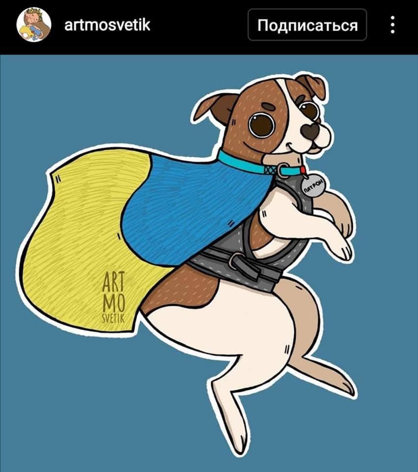 TranslatedWarFR's tweet photo. 🐶Le #chien au nom de Patron qui travaille au Ministère de situation d'urgence aide à retrouver les mines mais aussi il inspire  des peintures et des illustrateurs pour les dessins comme ceux-ci 
#UkraineWillResist
#dogs
#painting https://t.co/McsMLi1M30