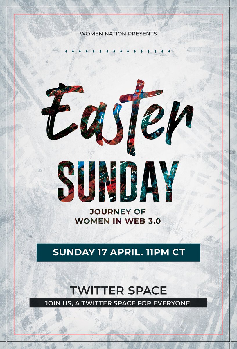 Aliasgharawan97's tweet photo. This Easter, Let's Bring a Positive Change ❤️
Join the Space on 
@wnworld_nft

#Easter #EasterWeekend #EasterHolidays 
#NFT #eth #women #TwitterSpace #LiveStreaming  #NFTCommunity #NFTGiveaway #Web3 #NFTdrop  #NFTs #NFTshill #Etherum https://t.co/5p7fQeLPRi