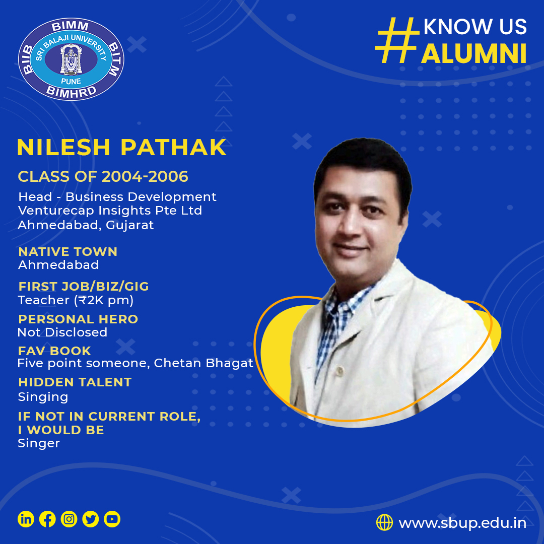 sbupune's tweet photo. SBUP MBA 2022-24 Admissions Now Open. Apply on https://t.co/g1pMmEH6w2
#SBUPKnowUs Alumni
Nilesh Pathak
Class of 2004-2006
Head - Business Development at Venturecap Insights Pte Ltd
✅ First ever job/gig/biz before joining Institute
Teacher
https://t.co/pV33P4G1eh
#sbup https://t.co/UosXKFeyKA