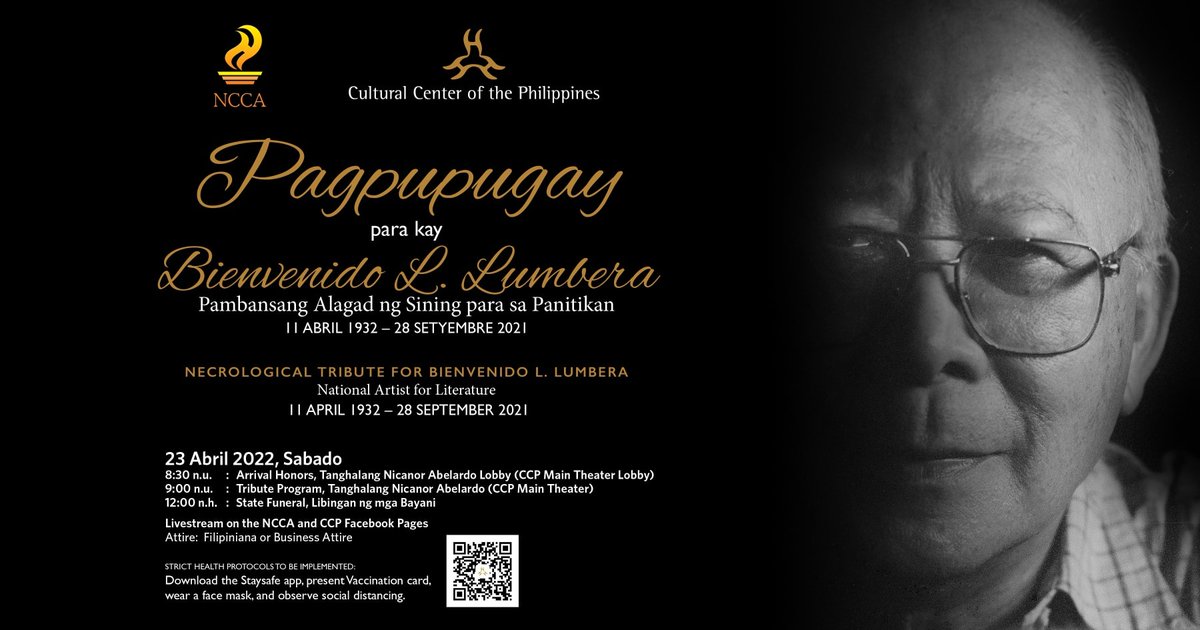 agimatproject's tweet photo. Necro Tribute to National Artist Bienvenido Lumbera 

More info:
https://t.co/AY0Bsa1VSj

#CCP #NationalArtist https://t.co/oNvgy7NvkZ