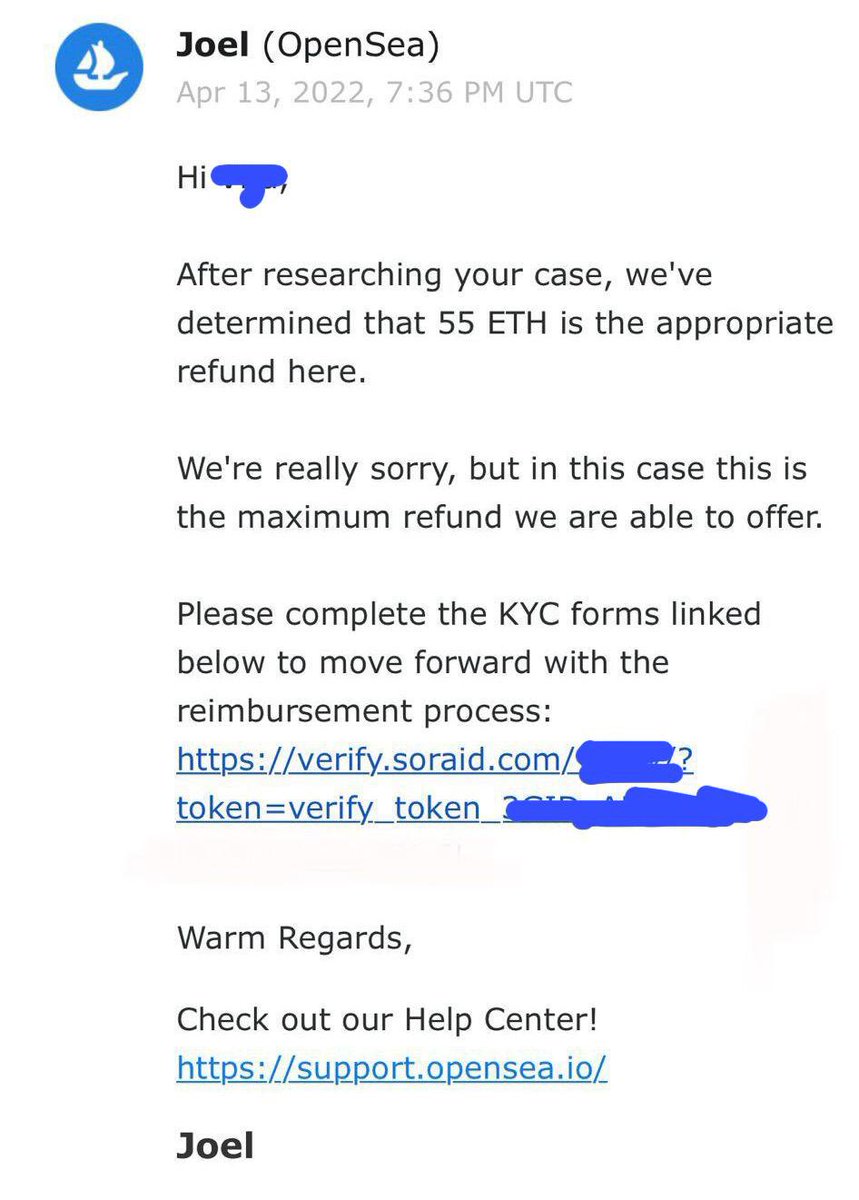 GDmates's tweet photo. @BoredApeYC need help! Ape lost by @opensea due to its glitch since 28 Jan. only got reply now and compensate 55ETH and not consider the $ape. Is it fair? What we suggest? #apefollowape @EliteApesHK @JasonJape https://t.co/bBTTIKr8eu
