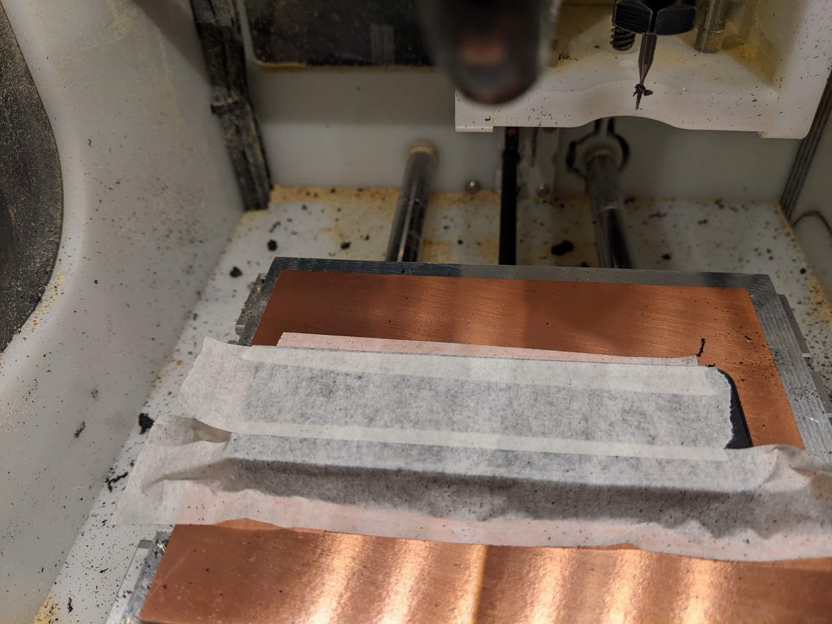 toybuilder's tweet photo. Used my @bantamtools #Othermill to machine ABS faceplates for @hammondmfg enclosure 455L802. Mangled the first (climb cutting) and second (conventional cutting) attempts before realizing that I needed to mask the top surface while milling. Came out pretty good once I did that. https://t.co/WHkuICR88K