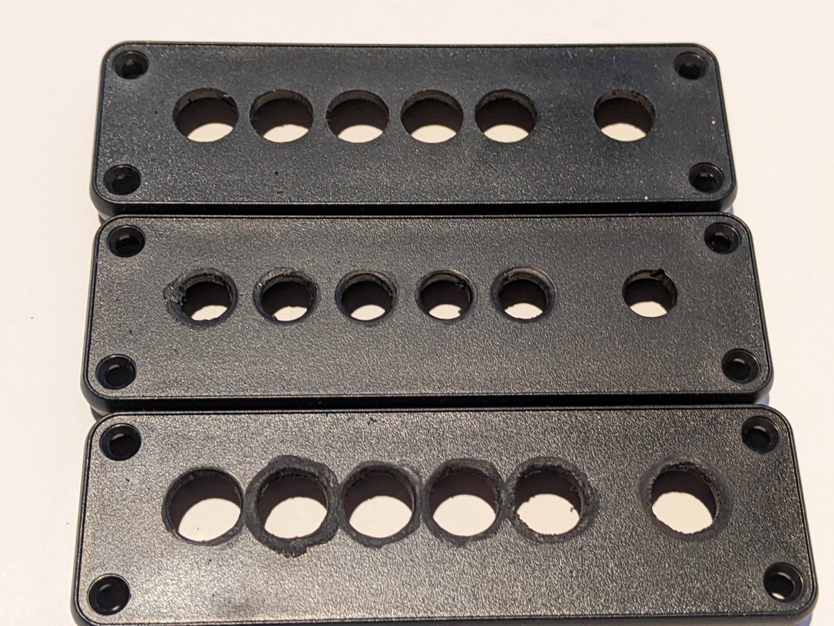 toybuilder's tweet photo. Used my @bantamtools #Othermill to machine ABS faceplates for @hammondmfg enclosure 455L802. Mangled the first (climb cutting) and second (conventional cutting) attempts before realizing that I needed to mask the top surface while milling. Came out pretty good once I did that. https://t.co/WHkuICR88K