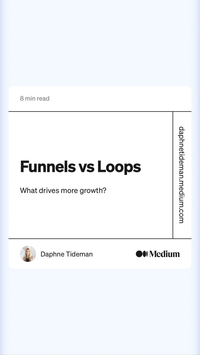 gstocker_office's tweet photo. “Funnels vs Loops - What drives more growth?” by Daphne Tideman
https://t.co/nqYA6mtMD4 https://t.co/THs74dAyeE