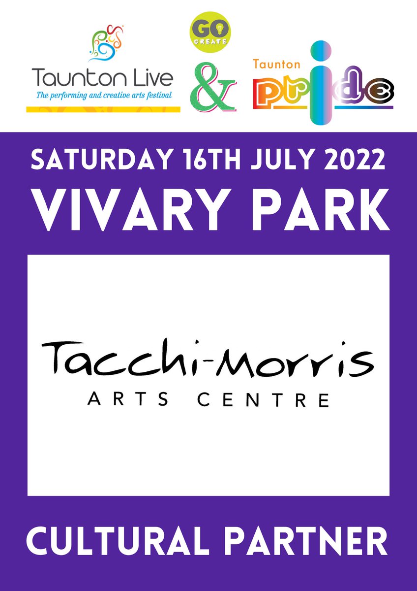 TauntonPrideCIC's tweet photo. We are delighted that @TMAC_Taunton will be cultural partners of Taunton Live &amp; Pride this year, they have some really exciting collaborations and opportunities planned… so watch this space! #tacchimorris #culturalpartner #tlivepride22 #artscentre https://t.co/JhpqKRrjGm