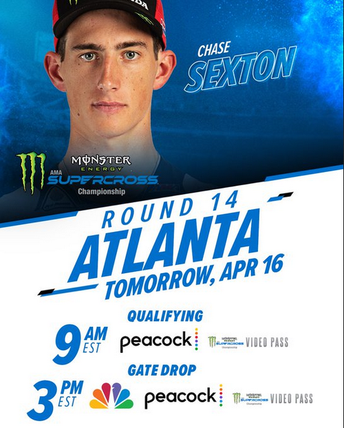 Tune in TOMORROW for round 1️⃣4️⃣ of <a href="/MonsterEnergy/">Monster Energy</a>
 Supercross in Atlanta! 📺

#SupercrossLIVE