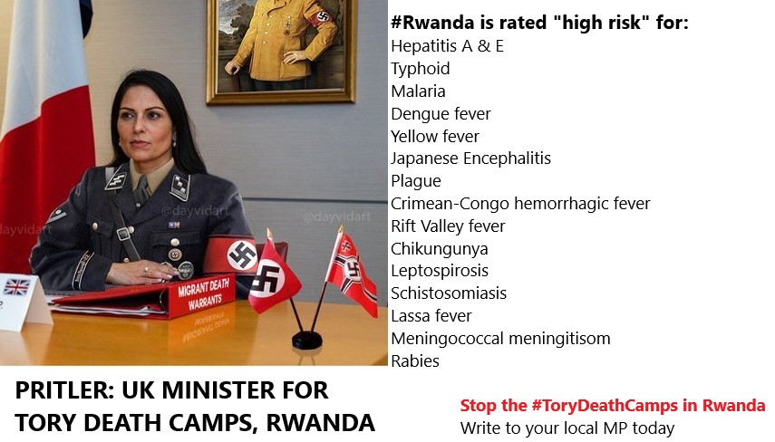 Pritler: Minister for Tory Concentration Camps, Rwanda.

#GTTO #PritiFascist #PritiAwful