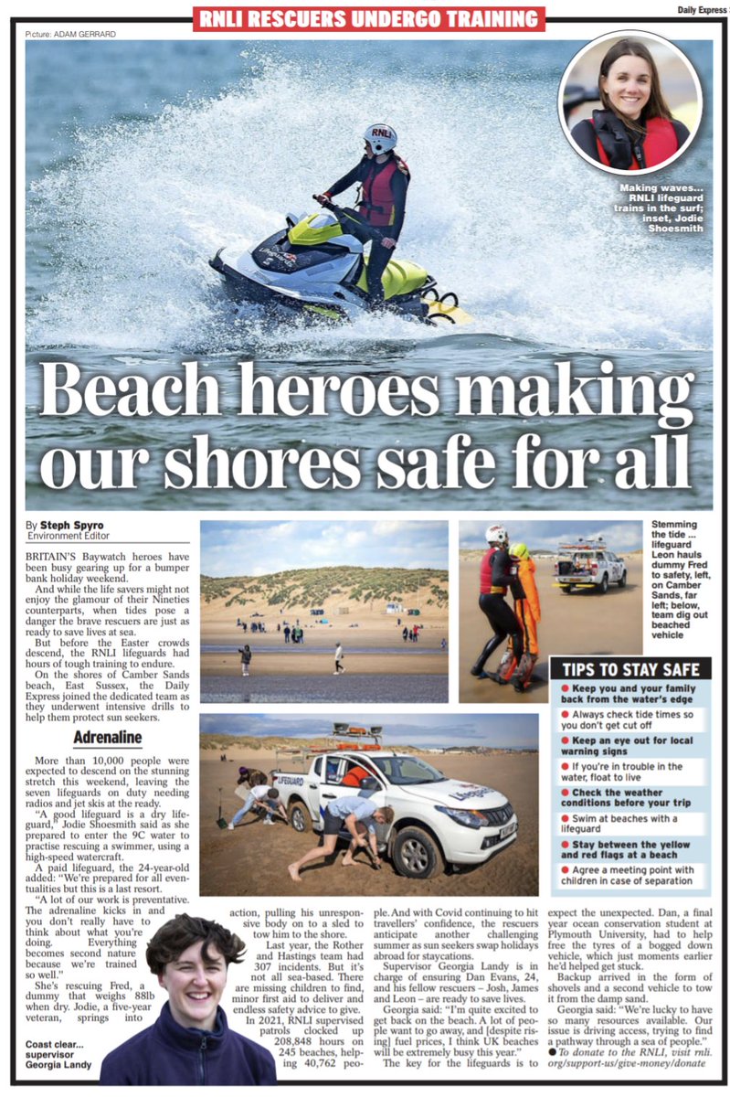 StephSpyro's tweet photo. The @RNLI will be patrolling the country's beaches this Easter weekend. 

As @Daily_Express learnt, the rescuers have spent hours gearing up to save lives at sea and on land 🌊👇 https://t.co/9CE5hzf0Iv