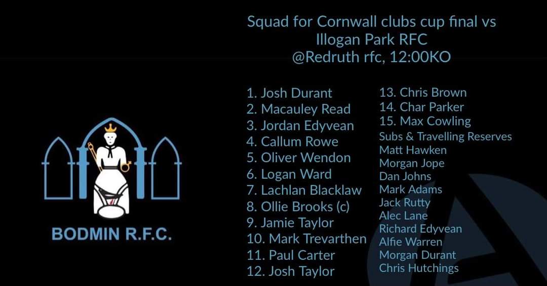 Cup final day <a href="/Bodminrfc/">Bodmin RFC</a> v <a href="/ILLOGANPARKRFC/">ILLOGAN PARK RFC</a> #bodminrfc #cornwallcup #Rugby