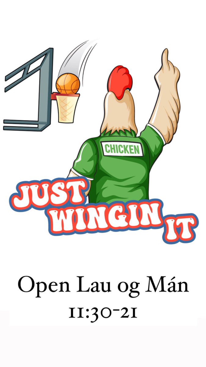 Horfa ⚽️ or snemma NBA 🏀 ídag?! 
Bara Just Wing it! 

Just Wingin it Páska opnunartími: 
Lau:  11:30-21
Sun:  Lokað
Mán: 11:30-21