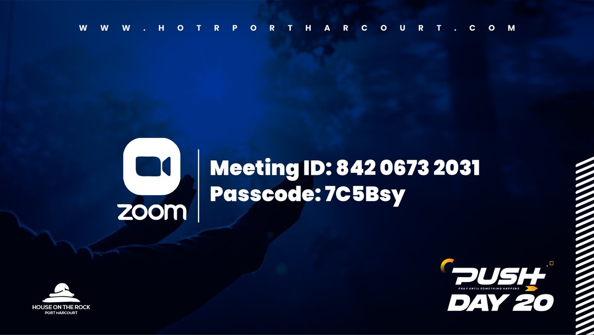 HOTRphc's tweet photo. Join us tonight on Zoom for PUSH Corporate Prayers.
Fasting is a βgame-changer,β and that is because it's a form of unbroken intercession.
When you are fasting, you are praying even before you start praying.
See you in the Zoom meeting
#PUSH2022
#HouseOnTheRockPortHarcourt https://t.co/Q2njUGFqAT