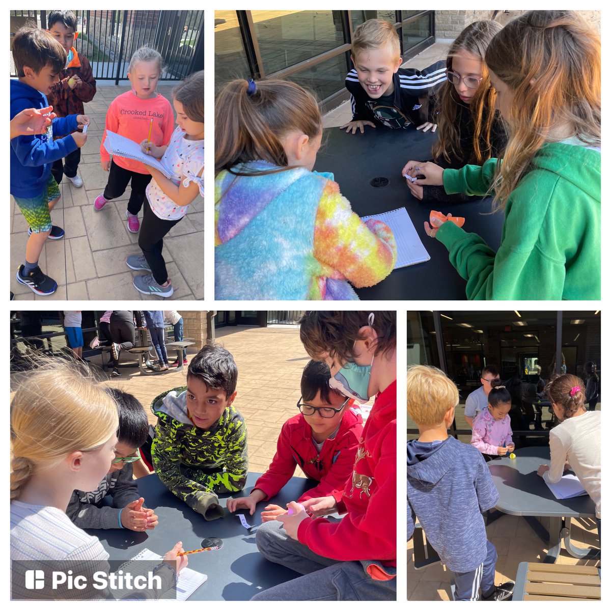 A cooperative game of Scrambled Eggs to solve problems using the order of operations. Enjoying our outdoor courtyard for learning on a beautiful spring day!