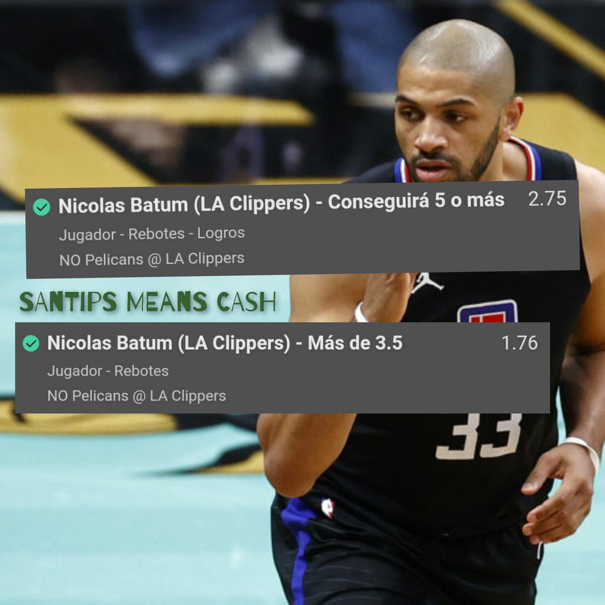Santipspicks's tweet photo. @nicolas88batum god of rebounds
#santipsmeanscash #bettingnba #nbabets #apuestasnba #scommesse #scommessa #scommessagratis #PlayerProps #nbaplayerprops #GamblingTwiitter #bettingpeople #bettingsports #bettingnba #bettingplayers #bettingprops https://t.co/viOwhD32pf
