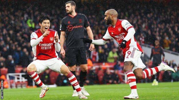 IDGoonerscom's tweet photo. #IDGFact Pada pekan ke-16 lalu, Arsenal menumbangkan Southampton 3-0 di Emirates Stadium. Waktu itu, Arsenal menang melalui gol-gol Alexandre Lacazette, Martin Odegaard, dan Gabriel Magalhaes. https://t.co/BRAPzMM1HF