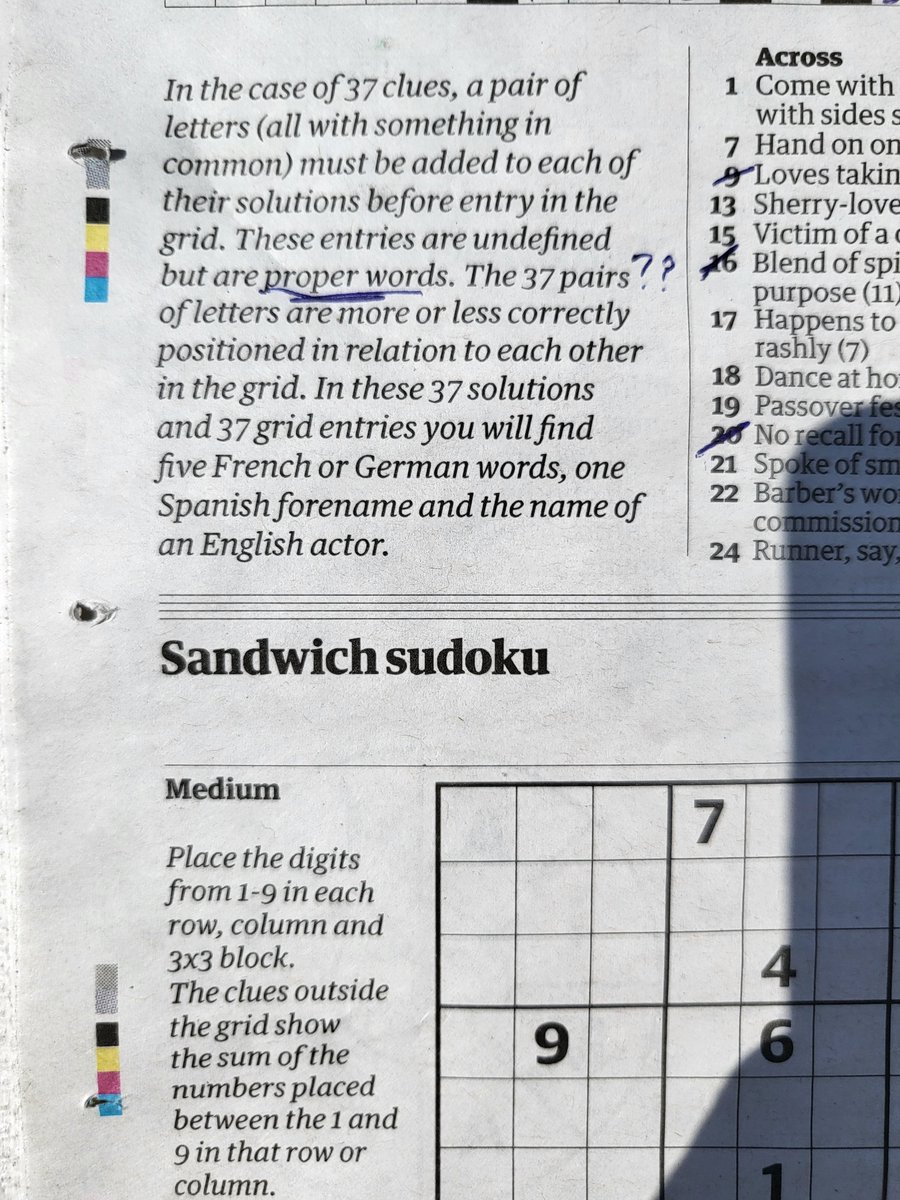 Lies, damn lies, and Guardian Prize crossword special instructions.