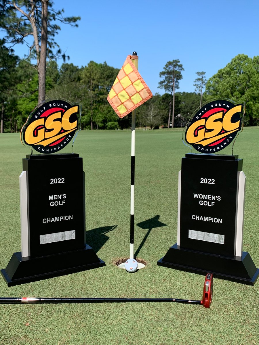 GulfSouth's tweet photo. It's Championship Saturday at the #GSCGolf Championships! Someone will hoist a trophy 🏆 today!
WGOLF 📊 » https://t.co/j84lQzt2Bc
MGOLF 📊 » https://t.co/O4ICv3GzWx https://t.co/7JK8QOBVaH