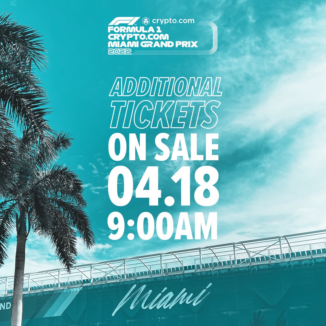 F1 Miami Grand Prix در X: «Set your alarms! ⏰ More 🎟s will be on sale this  Monday for the Formula 1 @cryptocom Miami Grand Prix!  https://t.co/YwlDE5Htxm» / X