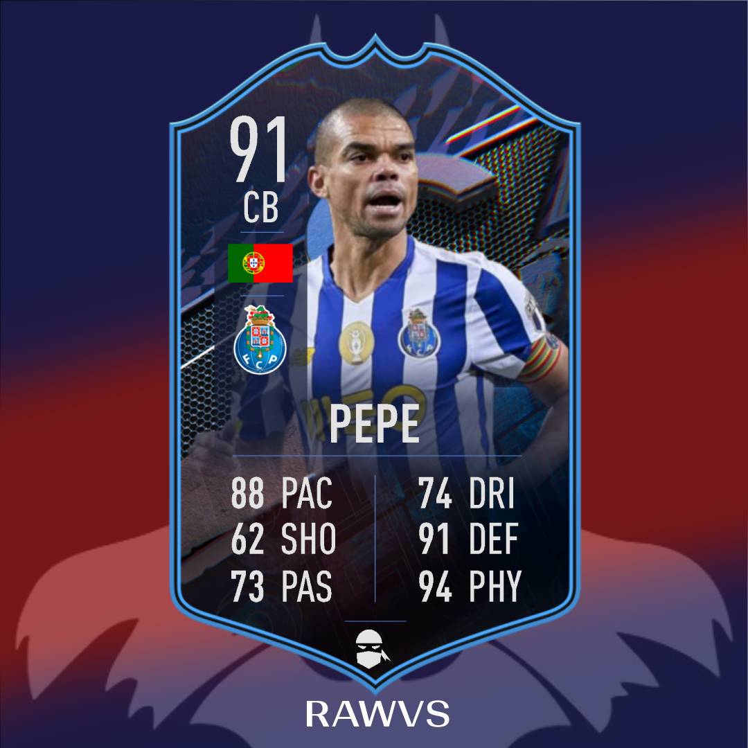 rawvsfifa's tweet photo. Pepe is official and will come to Fut Captains tHrough SBC.
Well deserved... Imagine his future TOTS card.
#rawvsfifa #no1detective
#fifa #fifa22 #fut22 #fifasbc #fifaportugal #fifabrasil #totwprediction #fifatotw #easportsfifa #weekendleague #futchampions #futcaptains #liganos https://t.co/1D1vWLc51w