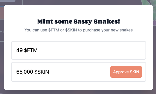 🚨 Big Announcement 🚨

🐍✨ Sassy Snakes can now be minted using $SKIN!

Get some more SS and stock up on Golden Eggs ready for the great hatching 🥚of Sassy Snakelings 🍼