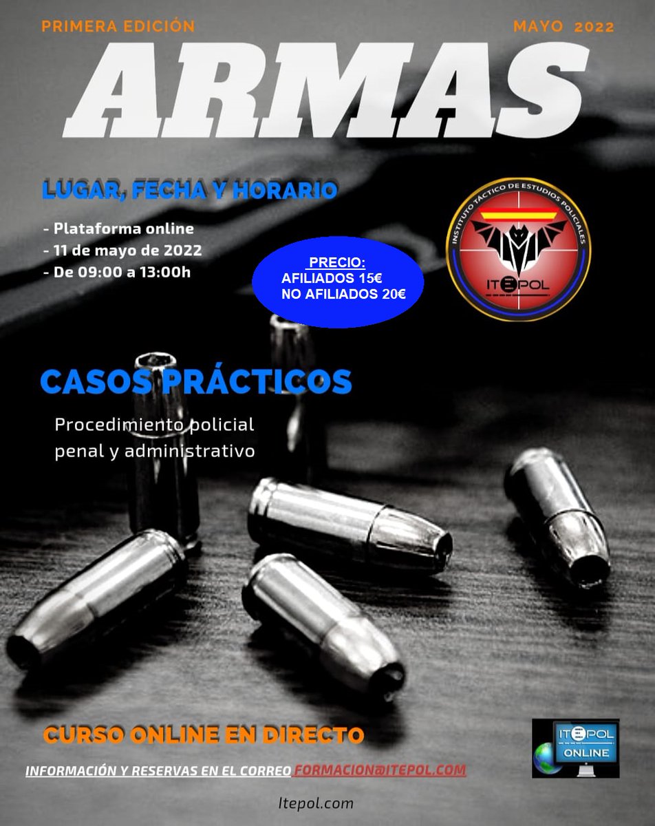 Para los que estáis preguntando si en el curso se tratará la tenencia dinámica, SI, así como otras situaciones "marcianas" que se pueden dar. Y con STS. 🔪🔫🏹⚔️
📧 formacion@itepol.com
#itepolcursopatrulleros #itepolepviv #itepolformacion #itepol