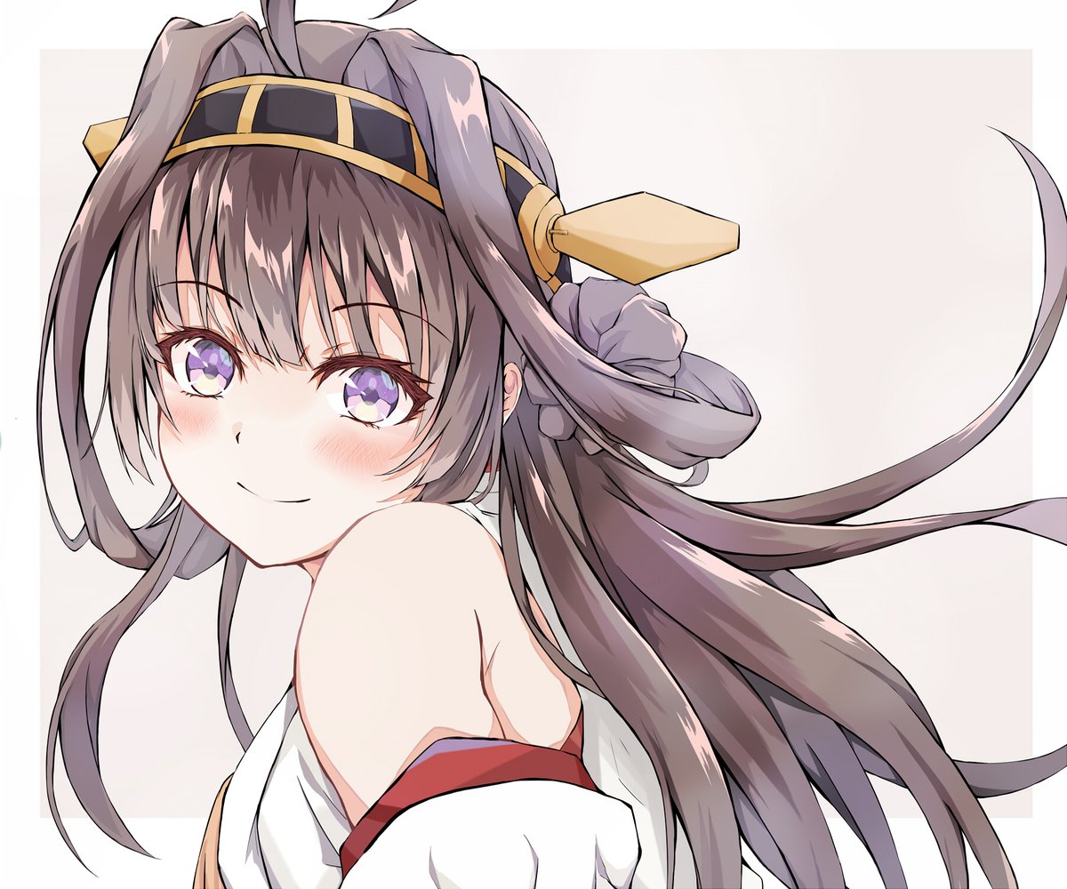 kongou (kancolle) 1girl solo long hair double bun hair bun brown hair ahoge  illustration images