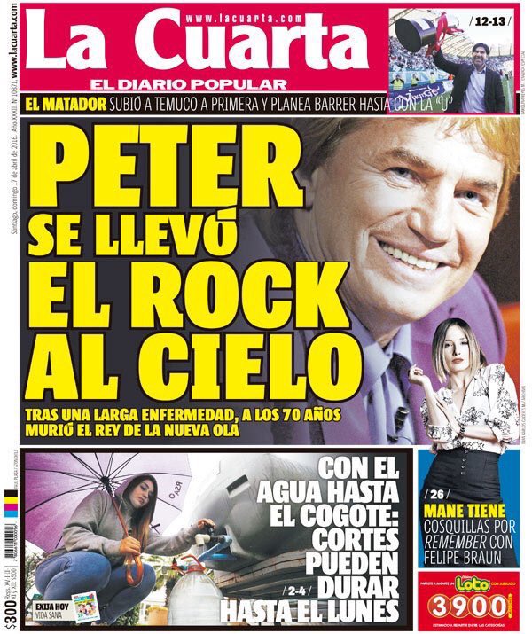 vidaenportadas's tweet photo. 2016 Abril 16 - Un día como hoy, hace 6 años, fallecía Peter Rock. https://t.co/zBS81WfBsE