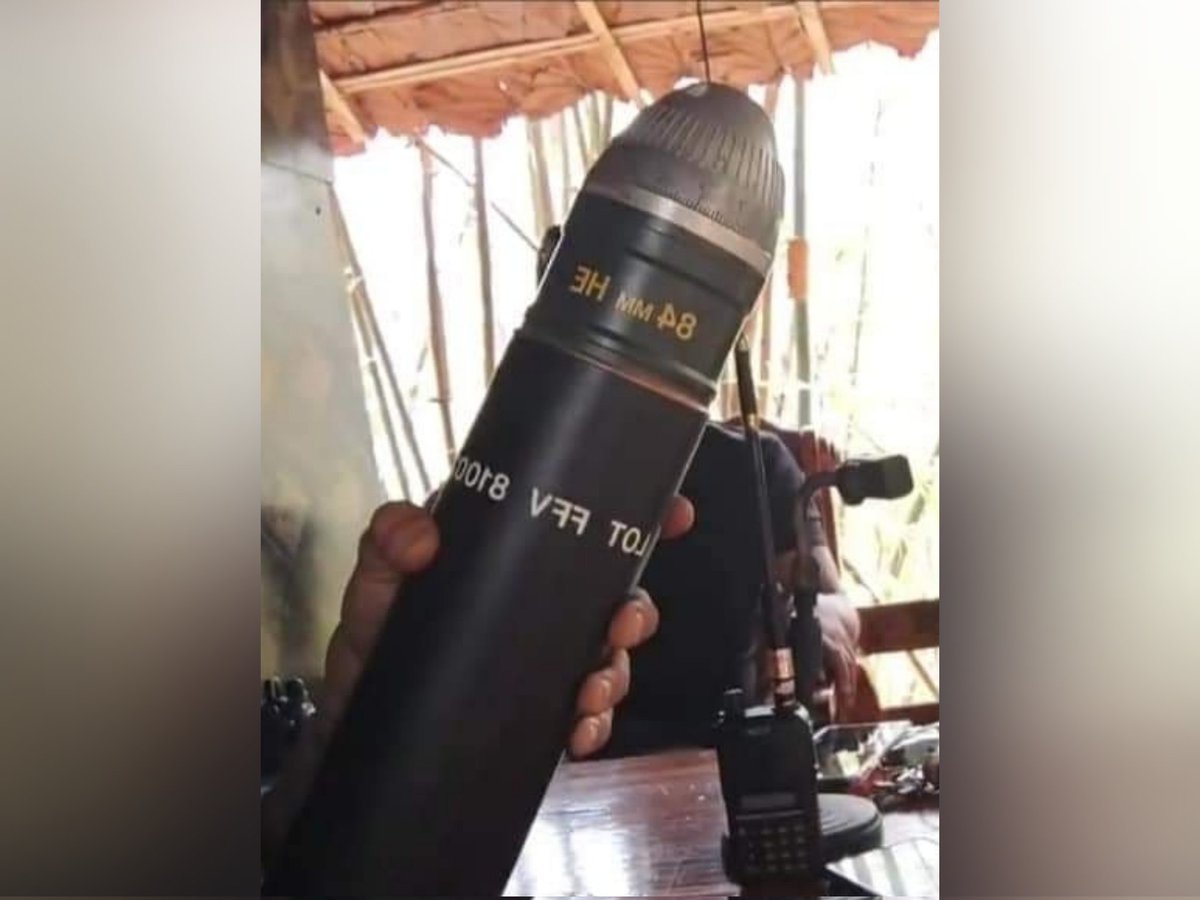 ActivistLittle's tweet photo. The #MyanmarMilitaryTerrorists excessively use prohibited weapons to defeat resistance wars. Among the confiscated weapons, some weapons like the Swedish-made Carl-Gustav were banned to be imported into #Myanmar 🇲🇲.

#2022Apr16Coup #WhatsHappeningInMyanmar https://t.co/t0viHorx0U