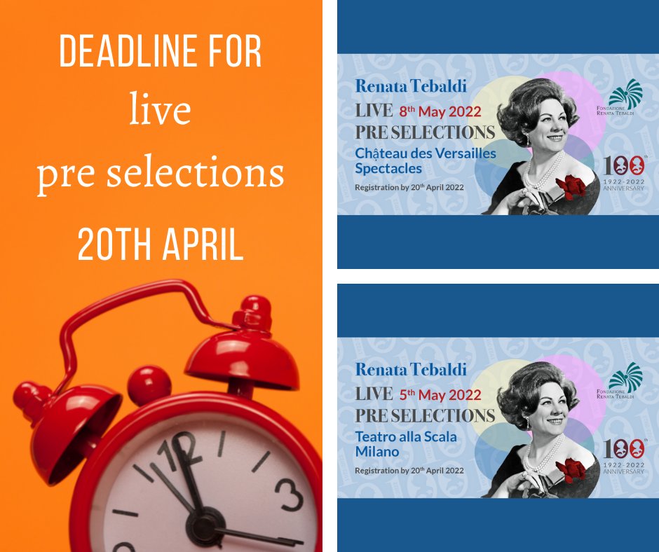#RenataTebaldi #InternationalVoiceCompetition
live auditions in <a href="/teatroallascala/">Teatro alla Scala</a> and in <a href="/CVersailles/">Château de Versailles</a> for young #operasingers #opera &amp; #baroque 
discover more: fondazionerenatatebaldi.org/en/internation…