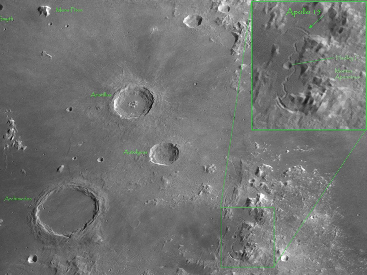 KevinAstrokev's tweet photo. The #Imbrium basin, my fave area of the #Moon, and #Hadley rille, prob my favourite target.
This is one of my better images from a while ago, with the C11 big-gun.

Going through old images brings back so many nice memories.

#lunar #astrophotography @321FlaSpaceGirl #moonhour https://t.co/HEA0h1EbtT