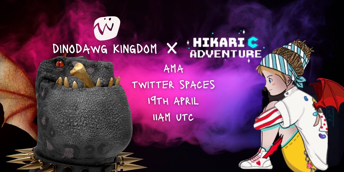 DinodawgKingdom's tweet photo. Set a reminder for our upcoming Space with the amazing @Hikaric8venture ! 

https://t.co/5V6JrsLyDy https://t.co/2c3vxpfgJo