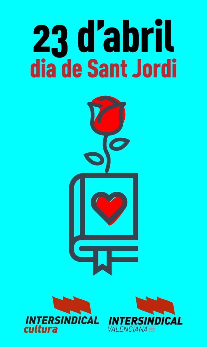 CULTURAIV's tweet photo. Intersindical Cultura us desitja un feliç dia de Sant Jordi i dia del LLIBRE. A favor d'una CULTURA de proximitat, crítica i lliure.
@IntersindicalV @tuencenslacult1 @STEPV_Iv @DonesIV @acicom_ @CulturaBarris @elmicaletsc @GVAculturesport @iv_stas @CCOvidiMontllor @escolatv https://t.co/3cqwloftdv