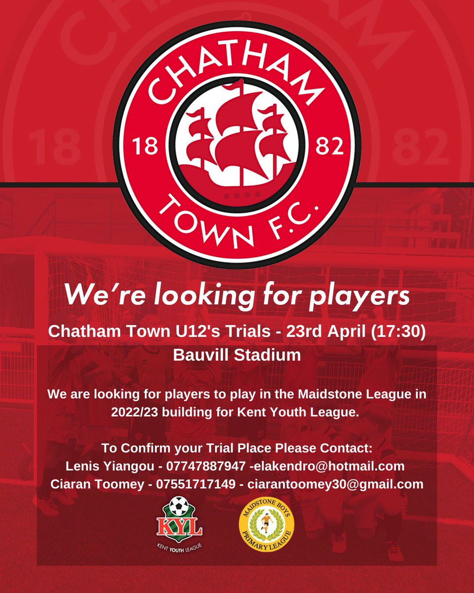 chatham_youth's tweet photo. Fancy your child joining our u12s for season 2022/23? 

Full details below ⬇️ https://t.co/iaI4JDuHn6