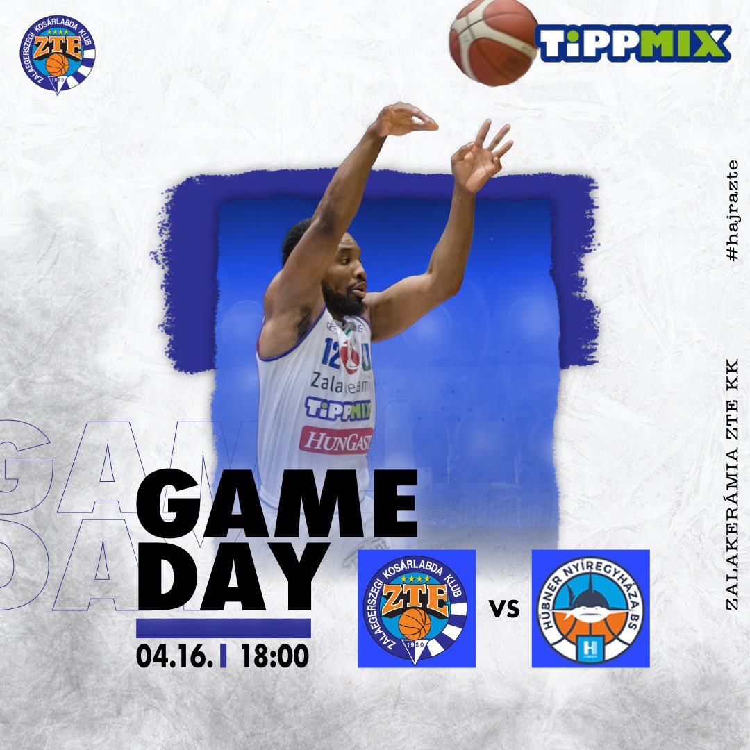 NB1/A alsóházi középszakasz 3️⃣. forduló 🔵⚪️
🏀 <a href="/zte_kk/">Zalakerámia ZTE KK</a> - @bluesharksbasket 
🏢 Zalakerámia Sport-és Rendezvénycsarnok
⏱ 1️⃣8️⃣:0️⃣0️⃣
🎫 jegy.ztekosar.hu/zte-hubnernyir…

Hajrá Fiúk! 💪🏻

<a href="/zte_kk/">Zalakerámia ZTE KK</a>