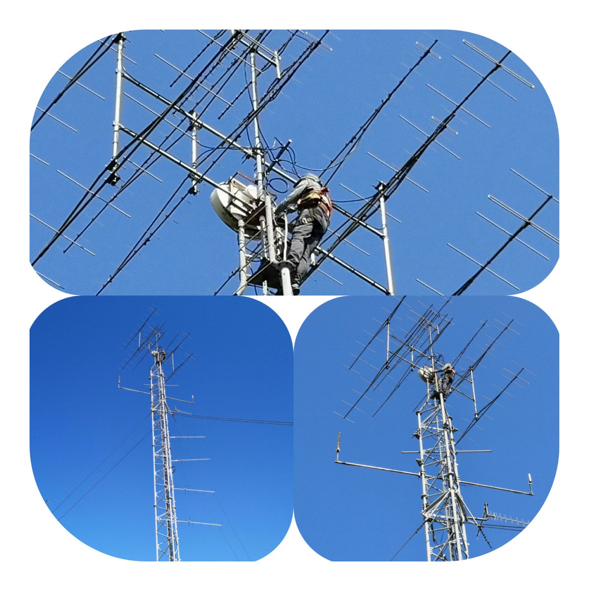 Entretien des antennes, câbles et rotor. <a href="/patvermote/">Patrick Vermote (F6IIT)</a> à la manœuvre.
#contest #VHF #hamradio