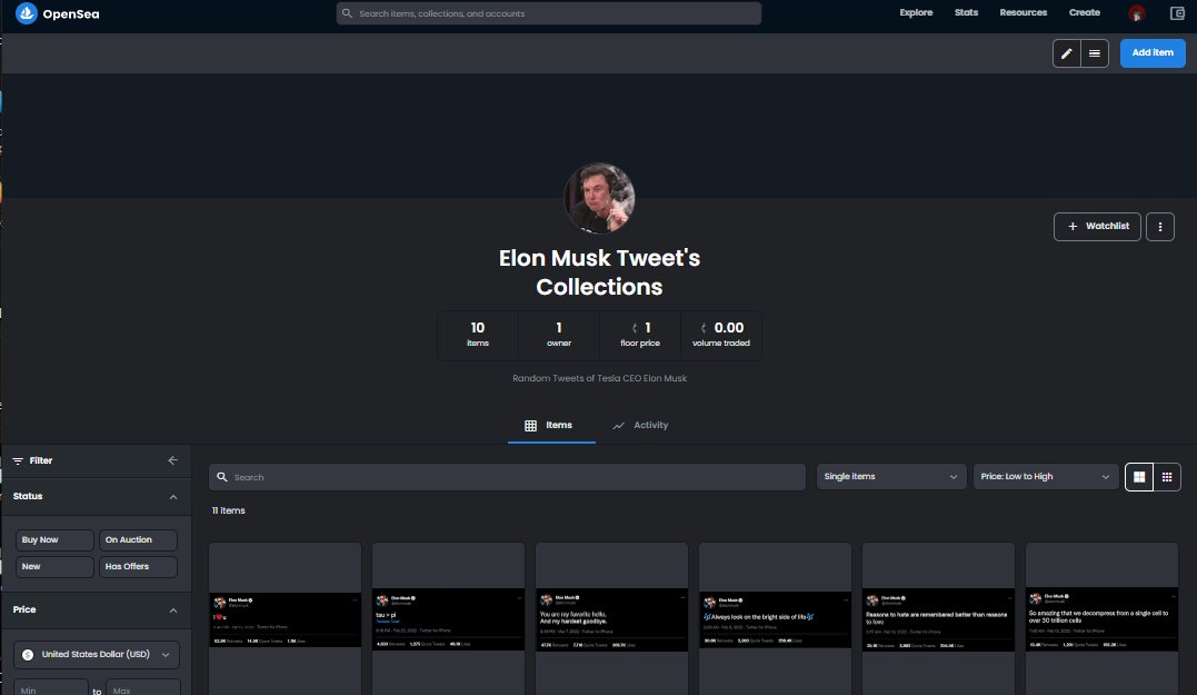 02Mcro's tweet photo. Spending time to Create @elonmusk Tweets Collections 
Floor at 1 ETH 
https://t.co/qhAo4oI6aL https://t.co/KLpZqjRIWT