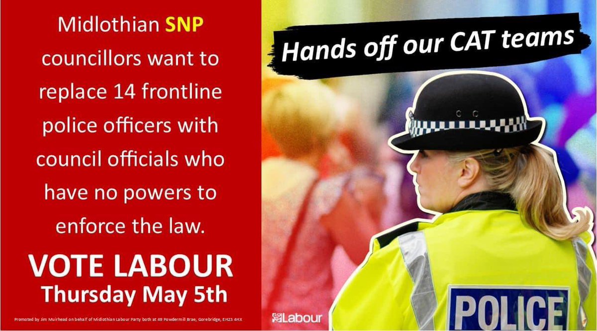 MidlothLabour's tweet photo. As promised in our manifesto commitments, 5 years ago Midlothian Labour reintroduced the Police Community Action Teams in 2017. 
This has brought huge benefits to local communities from having 14 additional police officers working with the Council to prioritise their activities. https://t.co/qClApQpSg6