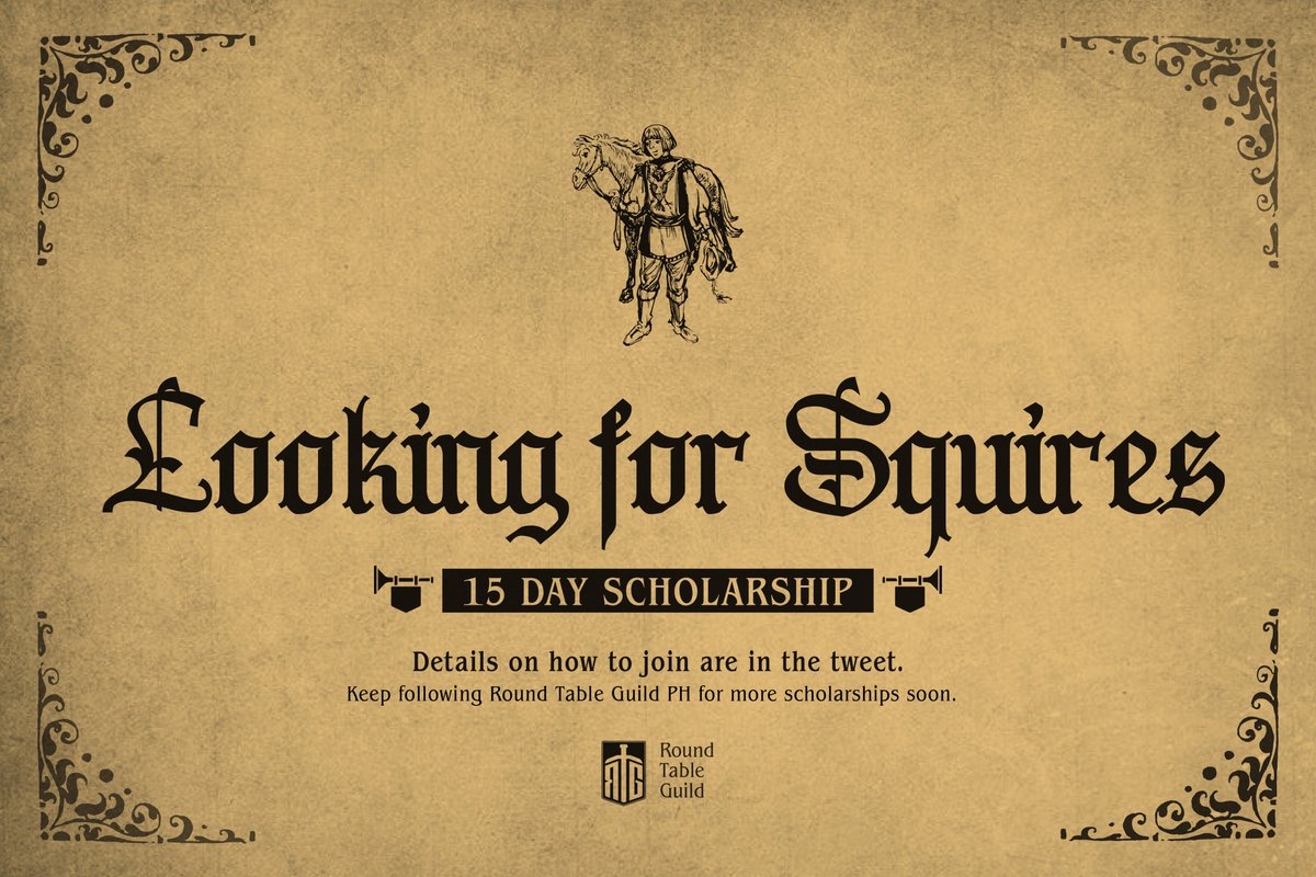 roundtableguild's tweet photo. ❗TWO PEGAXY SCHOLARSHIP AVAILABLE❗
1 Pega each: 30% Shared Profit

To join:
1. Follow @roundtableguild;
2. Like and Retweet this; and
3. Tag a friend.

RTG will draw the winners later. See ya!🏇
#RTGiveaway https://t.co/zmdmaX3taT