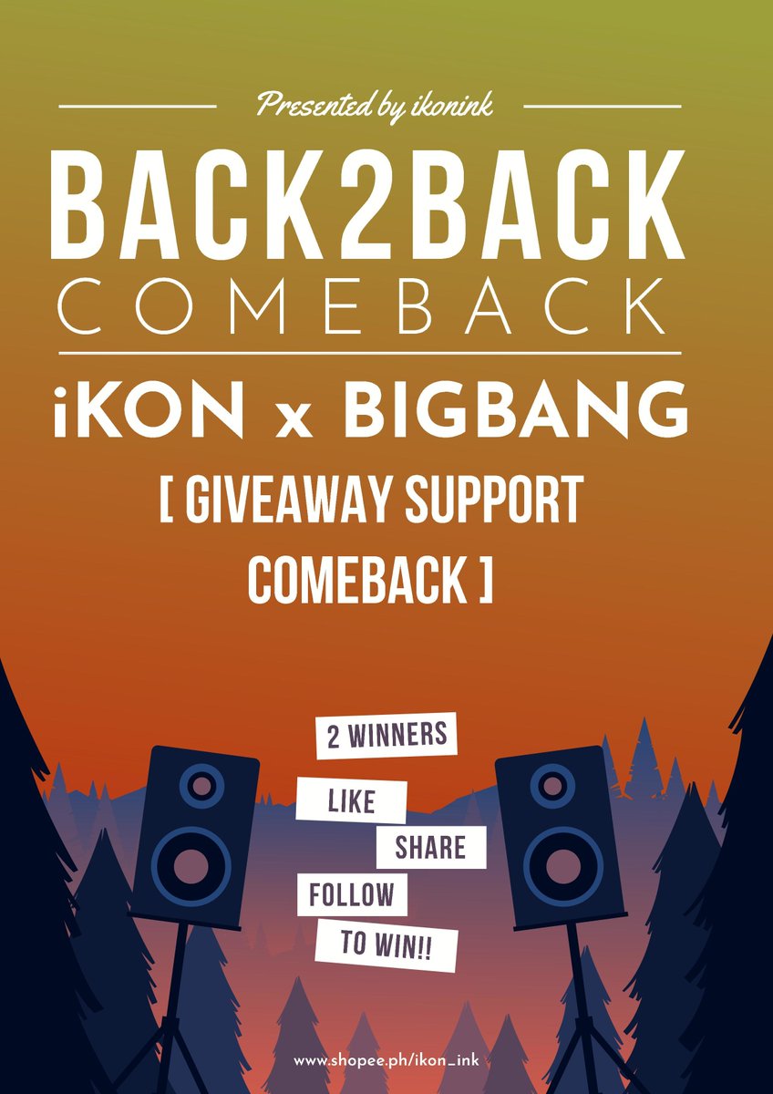meckarie's tweet photo. [GIVEAWAY!!!]
BACK2BACK COMEBACK SUPPORT GIVEAWAY FOR iKON x BIGBANG

Facebook Link: https://t.co/x6hHy1fmDH

Please see the photo for more info.

#iKON #BIGBANG #IKON_INK #GIVEAWAY #BACK2BACKCOMEBACK #COMEBACK https://t.co/JMcfUpd0iC