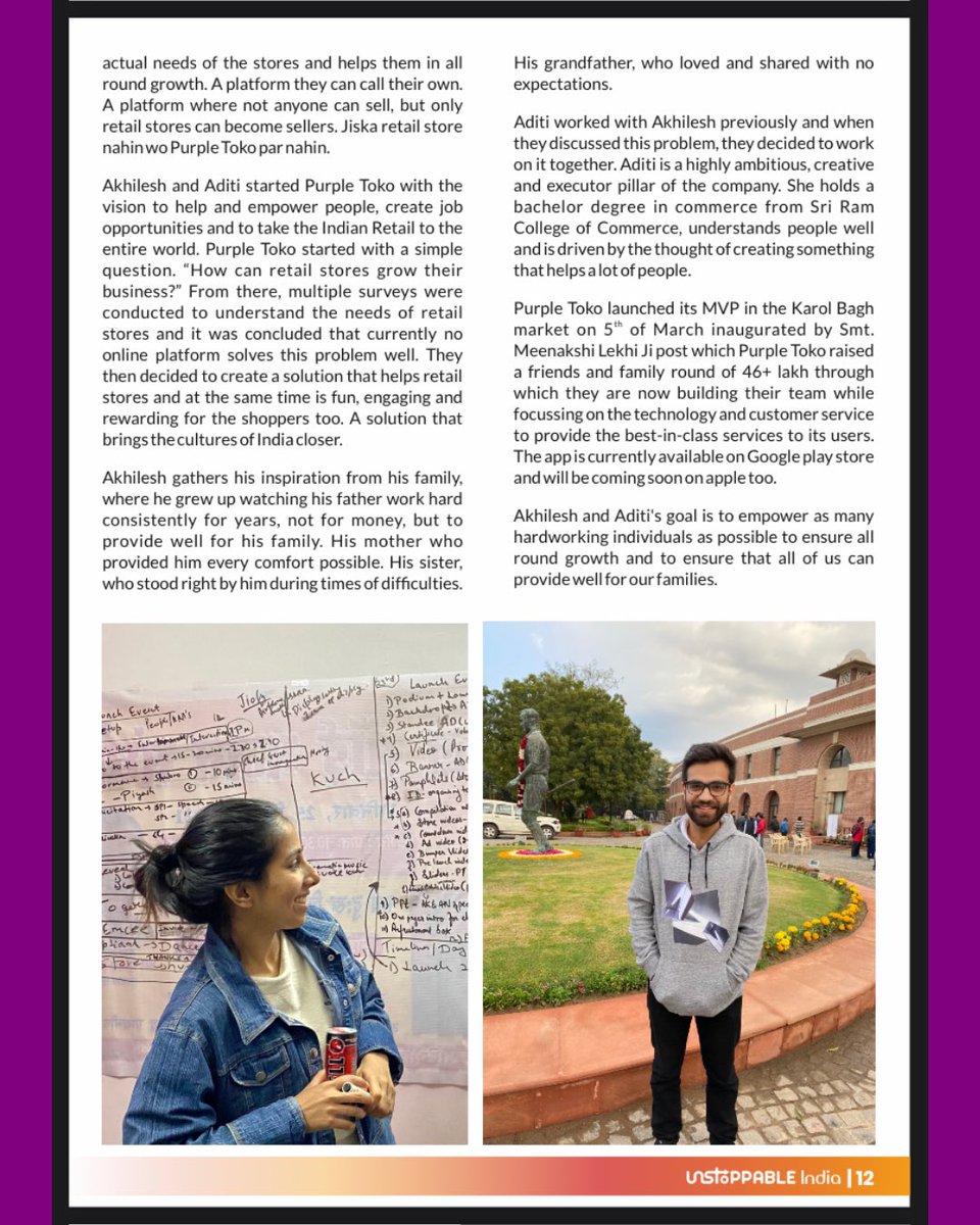 PurpleToko's tweet photo. Thanks to Unstoppable India for featuring Purple Toko in its magazine and for amplifying our voice and our vision!💜

#purpletoko #digitalretailrevolution #magazinefeature #unstoppableindia https://t.co/LqOxd8ZdNr