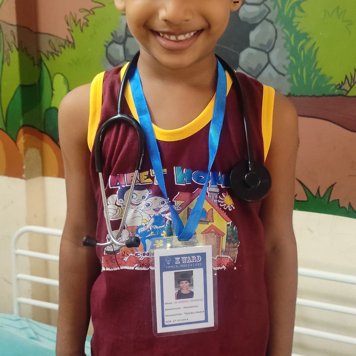 Our kid wanted an ID to look more like a Doctor so we made her one !