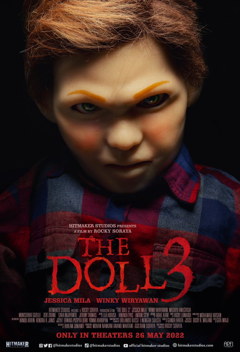 Official Poster The Doll 3 yang menjadi penutup dari trilogi film The Doll ini rilis juga!
 
Tanda-tanda kehadirannya pun semakin jelas terlihat. 

Sampai bertemu di bioskop 26 Mei 2022
Tonton teaser trailernya 👇

bit.ly/TeaserTrailerT…

#TheDoll3 #FilmTheDoll3 #HitmakerStudios