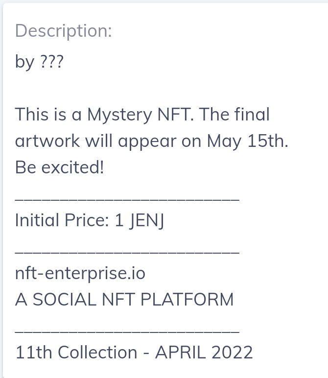 OfficialMehddy's tweet photo. Easter #NFTGiveaway

I bought some mystery NFTs from @NFT_Enterprise's April Collection &amp; I'm giving out 1 to a winner in 24hrs.

To enter; 👇👇
1️⃣ Follow @NFT_Enterprise &amp; @OfficialMehddy
2️⃣ Like &amp; retweet this post
3️⃣ Tag friends &amp; Comment your Enjin wallet address

$ENJ #Enjin https://t.co/OGiqEWw6Ok