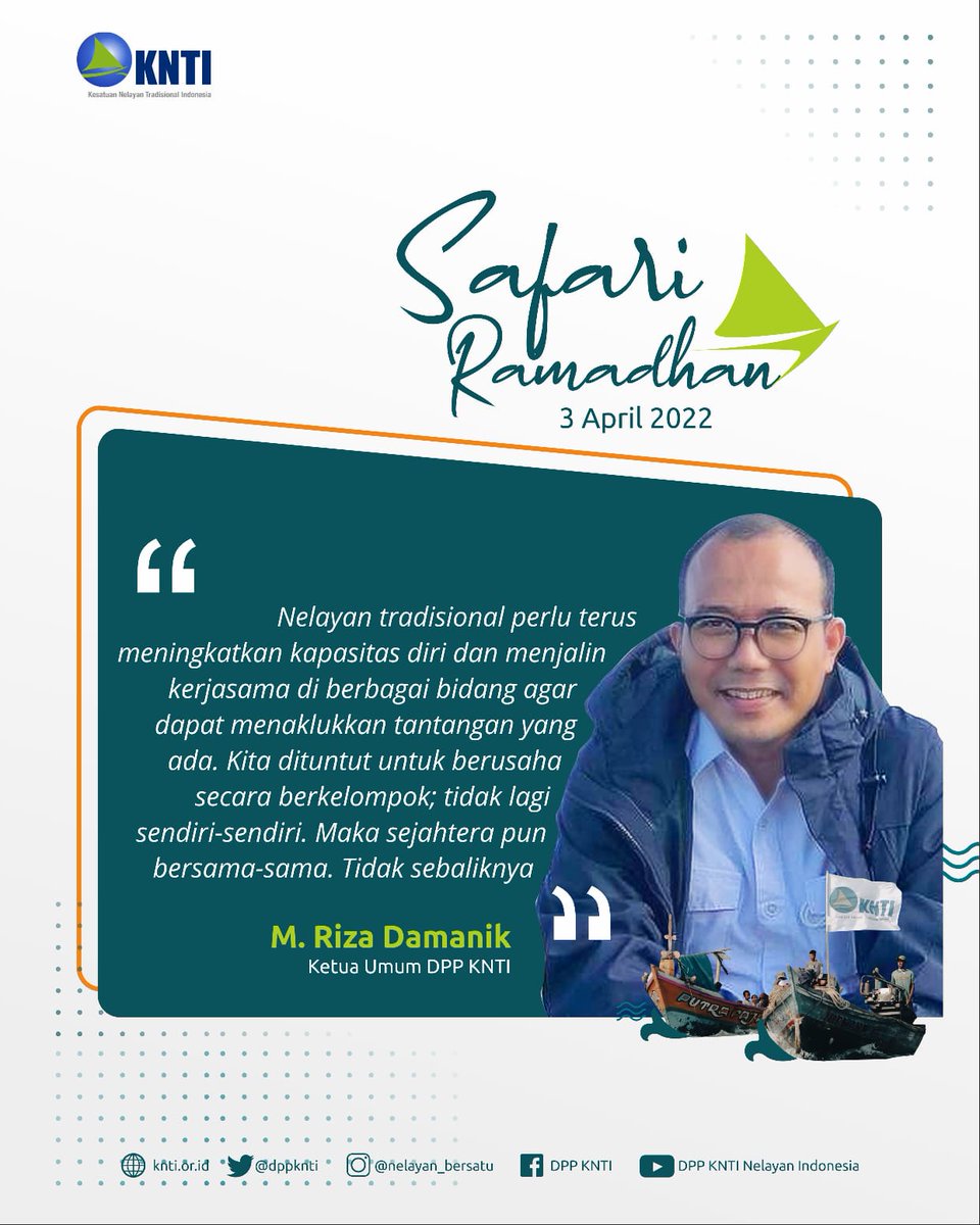 DPPKNTI's tweet photo. “#Nelayan tradisional perlu terus meningkatkan kapasitas diri dan menjalin kerjasama diberbagai bidang agar dapat menaklukkan tantangan yang ada. Kita dituntut untuk berusaha secara berkelompok; tidak lagi sendiri-sendiri. Maka sejahtera pun bersama-sama. Tidak sebaliknya.” https://t.co/QDNZ0wAooS
