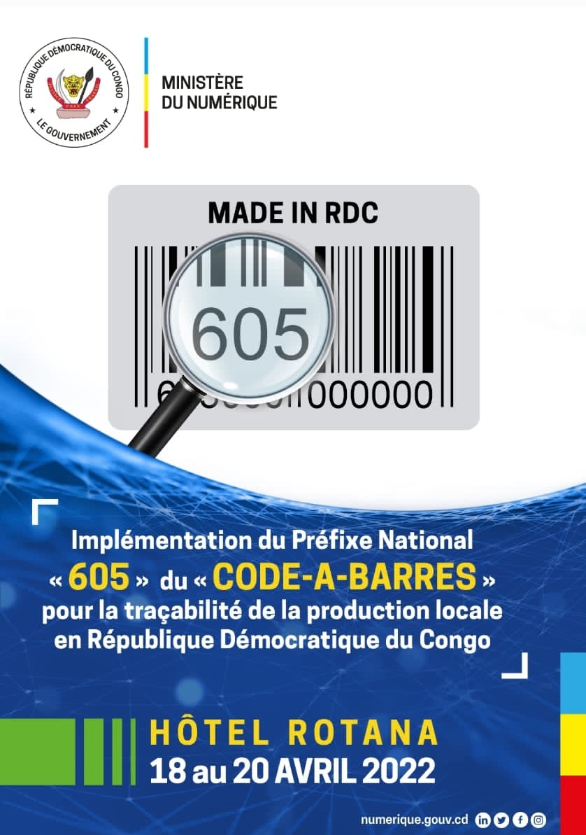 flambeau_eco's tweet photo. La RDC assure ses arrières et se rattrape.Une des actions concrètes du ministère du Numérique sera rendue officielle ce lundi 18 avril. S.E.M @kolongele lance à Kin l'implémentation du Préfixe National 605 du CODE-A-BARRES pour la traçabilité de toute production locale de la RDC. https://t.co/7qYAgRiCNo