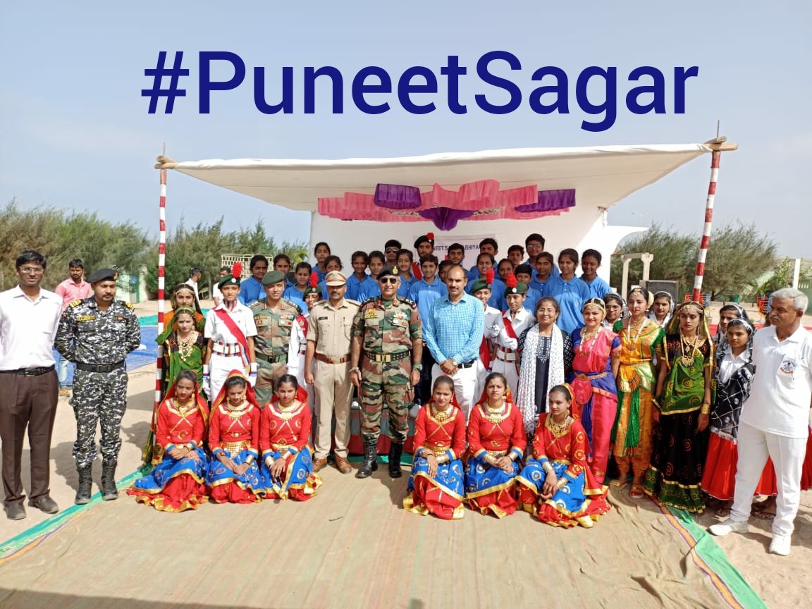 HQ_DG_NCC's tweet photo. 300 Cadets, Alumni, Staff &amp; ANOs of
NCC Dte Gujarat today carried out cleaning of the famous Madhavpur beach as part of #PuneetSagar abhiyan. 
The event was flagged off by Maj Gen Arvind Kapoor, ADG &amp; over 50 kg plastic waste handed over for recycling to Municipal Corporation. https://t.co/HqKPPNmxWI