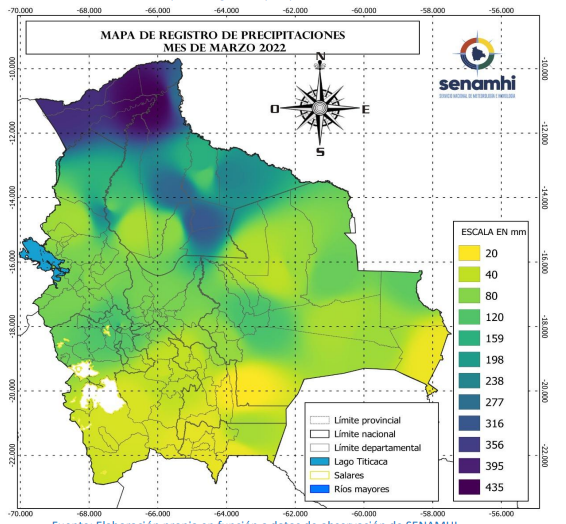 Extreme Temperatures Around The World on Twitter "March 2022 in Bolivia was generally rainy in